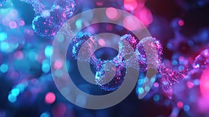 Glowing molecule structure connecting data and futuristic technology