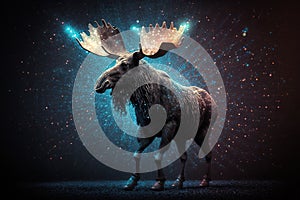 Glowing moose created with Generative AI technology