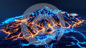 Glowing Mountain Terrain Data Visualization terrain model