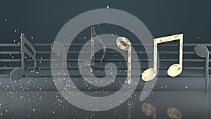 Glowing music notes 3D render illustration