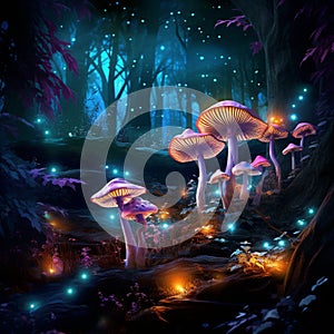 Glowing Mystique: Luminescent Fungi Illuminating the Night