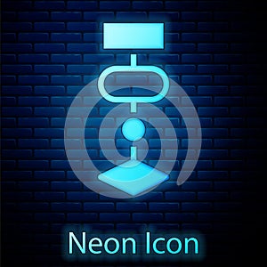 Glowing neon Algorithm icon isolated on brick wall background. Algorithm symbol design from Artificial Intelligence