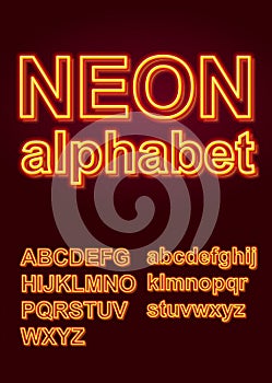 Glowing Neon Alphabet for Poster or booklet
