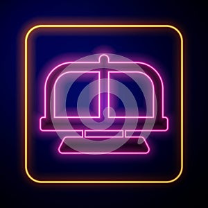 Glowing neon Attraction carousel icon isolated on black background. Amusement park. Childrens entertainment playground