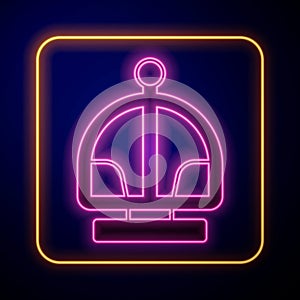 Glowing neon Attraction carousel icon isolated on black background. Amusement park. Childrens entertainment playground