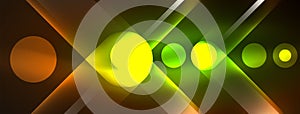 a glowing neon background with circles and lines