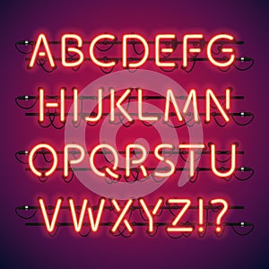 Glowing Neon Bar Alphabet