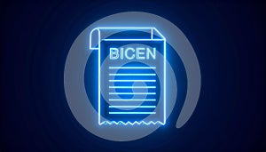 Neon Blue Document Icon with BICEN Text