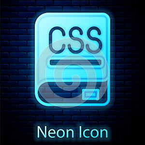 Glowing neon Books about programming icon isolated on brick wall background. Programming language concept. PHP, CSS, XML