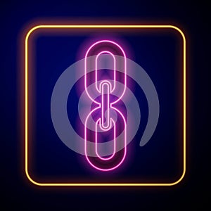 Glowing neon Chain link icon isolated on black background. Link single. Hyperlink chain symbol. Vector