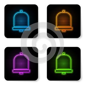 Glowing neon Church bell icon isolated on white background. Alarm symbol, service bell, handbell sign, notification