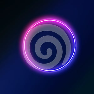 A glowing neon circle background on navy