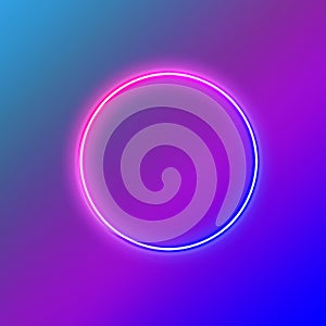 A glowing neon circle background on pinks and blues