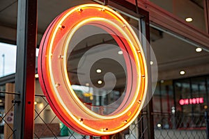 Neon circular Shiny frame background photo
