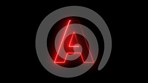 glowing neon effect with letter A alphabet on black background. video footage. 4k