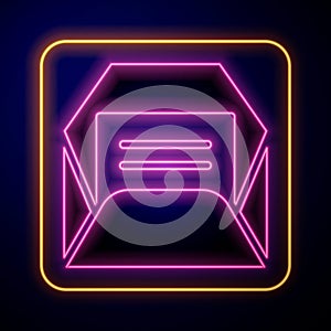 Glowing neon Envelope icon isolated on black background. Received message concept. New, email incoming message, sms