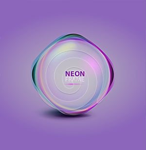 Glowing neon frame and shiny sphere. Vector illustration for medcine and cosmetics