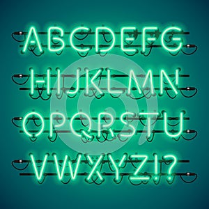Glowing Neon Green Alphabet