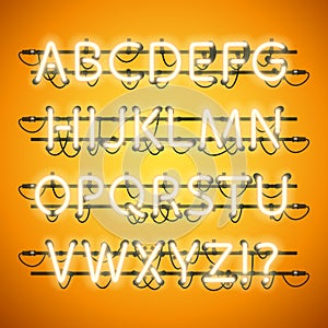 Glowing Neon Honey Yellow Alphabet