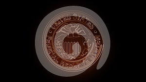 Glowing Neon Icon of Federal Reserve System Seal.