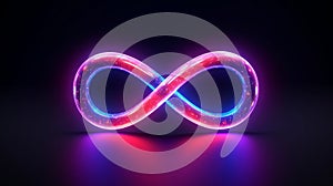 Glowing neon infinity symbol. Generative AI