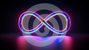 Glowing neon infinity symbol. Generative AI