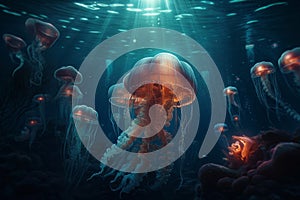Glowing Neon Jellyfish: Immersive Underwater Art in 8k Resolution with Unreal Engine Technology