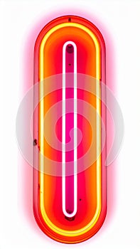 Glowing Neon Letter Zero on White Background