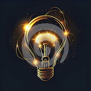 A glowing neon light bulb on a dark background