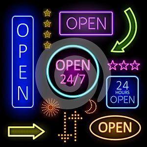 Glowing Neon Lights for Open Signs