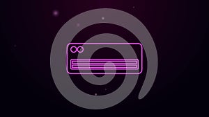 Glowing neon line Air conditioner icon isolated on purple background. Split system air conditioning. Cool and cold