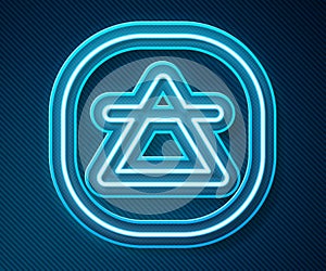 Glowing neon line Air element of the symbol alchemy icon isolated on blue background. Basic mystic elements. Vector