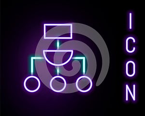 Glowing neon line Algorithm icon isolated on black background. Algorithm symbol design from Artificial Intelligence