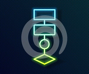 Glowing neon line Algorithm icon isolated on black background. Algorithm symbol design from Artificial Intelligence