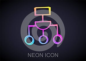 Glowing neon line Algorithm icon isolated on black background. Algorithm symbol design from Artificial Intelligence