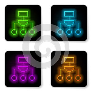 Glowing neon line Algorithm icon isolated on white background. Algorithm symbol design from Artificial Intelligence