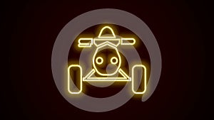 Glowing neon line All Terrain Vehicle or ATV motorcycle icon isolated on black background. Quad bike. Extreme sport. 4K