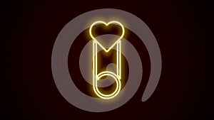 Glowing neon line Baby clothes pin icon isolated on black background. Classic closed steel safety pin. 4K Video motion