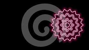 Glowing neon line Bicycle cassette mountain bike icon isolated on black background. Rear Bicycle Sprocket. Chainring
