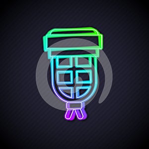 Glowing neon line Billiard pocket icon isolated on black background. Billiard hole. Vector