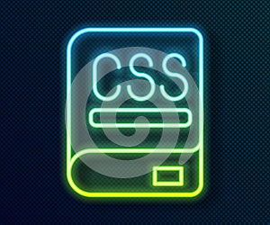 Glowing neon line Books about programming icon isolated on black background. Programming language concept. PHP, CSS, XML