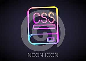Glowing neon line Books about programming icon isolated on black background. Programming language concept. PHP, CSS, XML