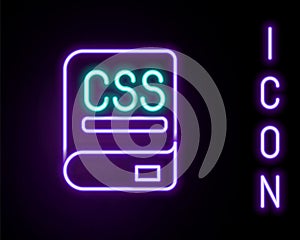 Glowing neon line Books about programming icon isolated on black background. Programming language concept. PHP, CSS, XML