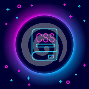 Glowing neon line Books about programming icon isolated on black background. Programming language concept. PHP, CSS, XML