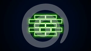 Glowing neon line Bricks icon isolated on black background. 4K Video motion graphic animation