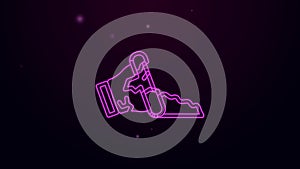 Glowing neon line Broken pot icon isolated on black background. 4K Video motion graphic animation