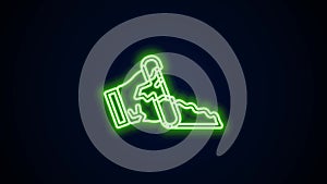 Glowing neon line Broken pot icon isolated on black background. 4K Video motion graphic animation