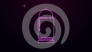 Glowing neon line Bullet icon isolated on purple background. 4K Video motion graphic animation