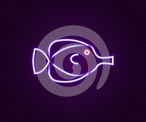 Glowing neon line Butterfly fish icon isolated on black background. Colorful outline concept. Vector