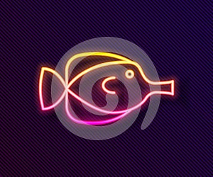 Glowing neon line Butterfly fish icon isolated on black background. Vector